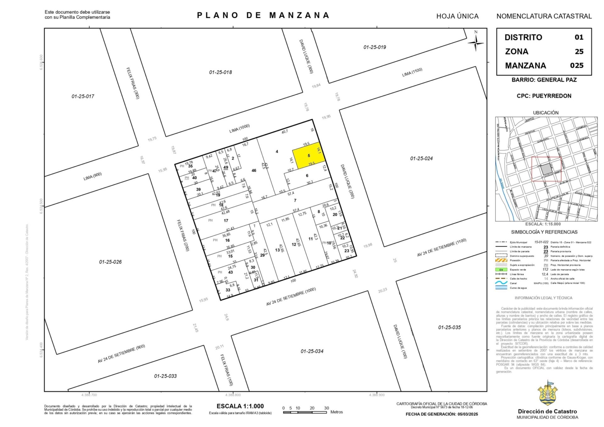 David Luque Esq. Lima  - Terreno demolido con factibilidad de 1855  m2 – General Paz