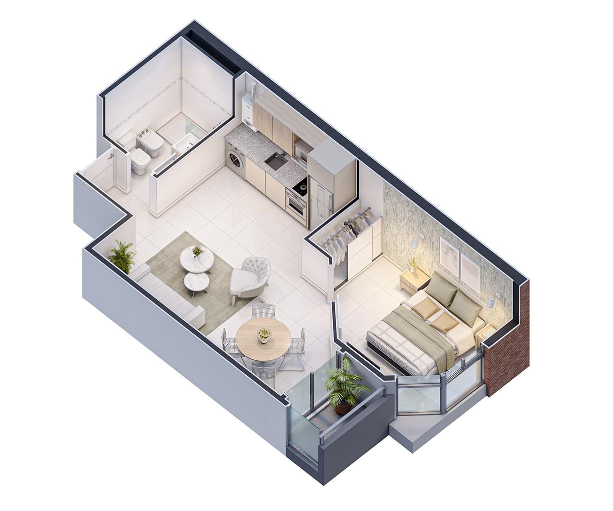 Depto. 1D 1B ContraFrente c/Balcón en Construcción!