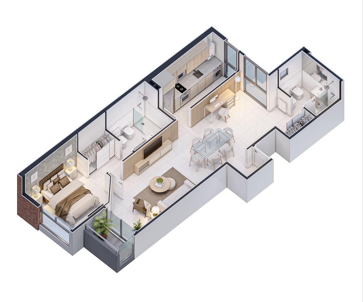 2B C/Frente c/Balcón en Construcción!