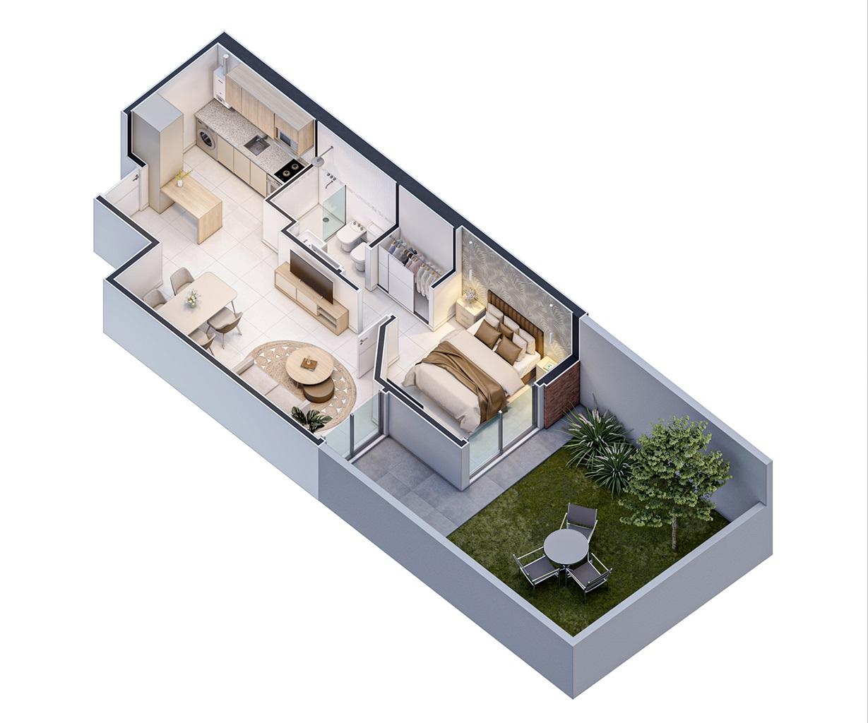 Depto. 1D 1B ContraFrente c/Patio en Construcción!