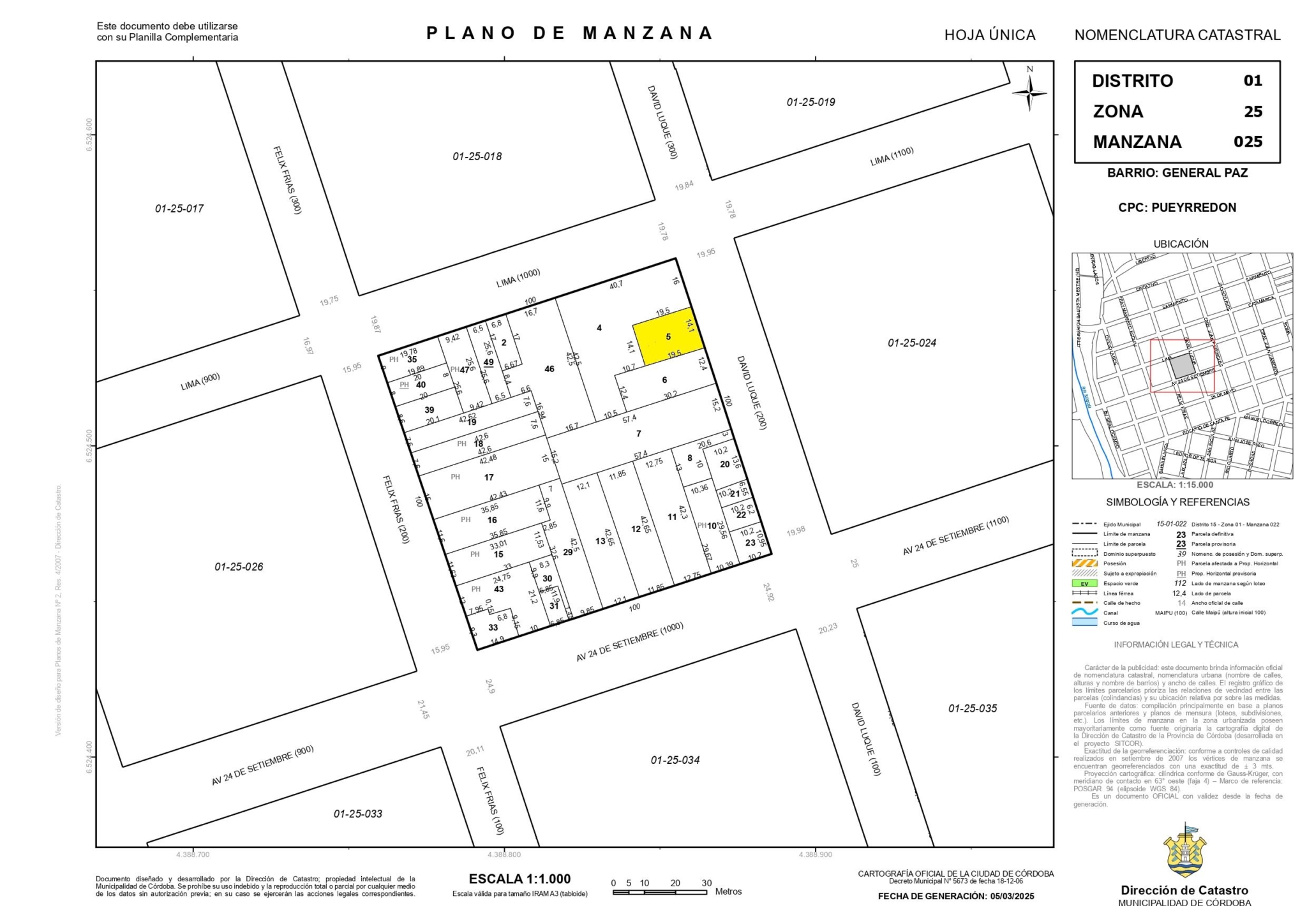 David Luque Esq. Lima  – Terreno demolido con factibilidad de 1855  m2 – General Paz